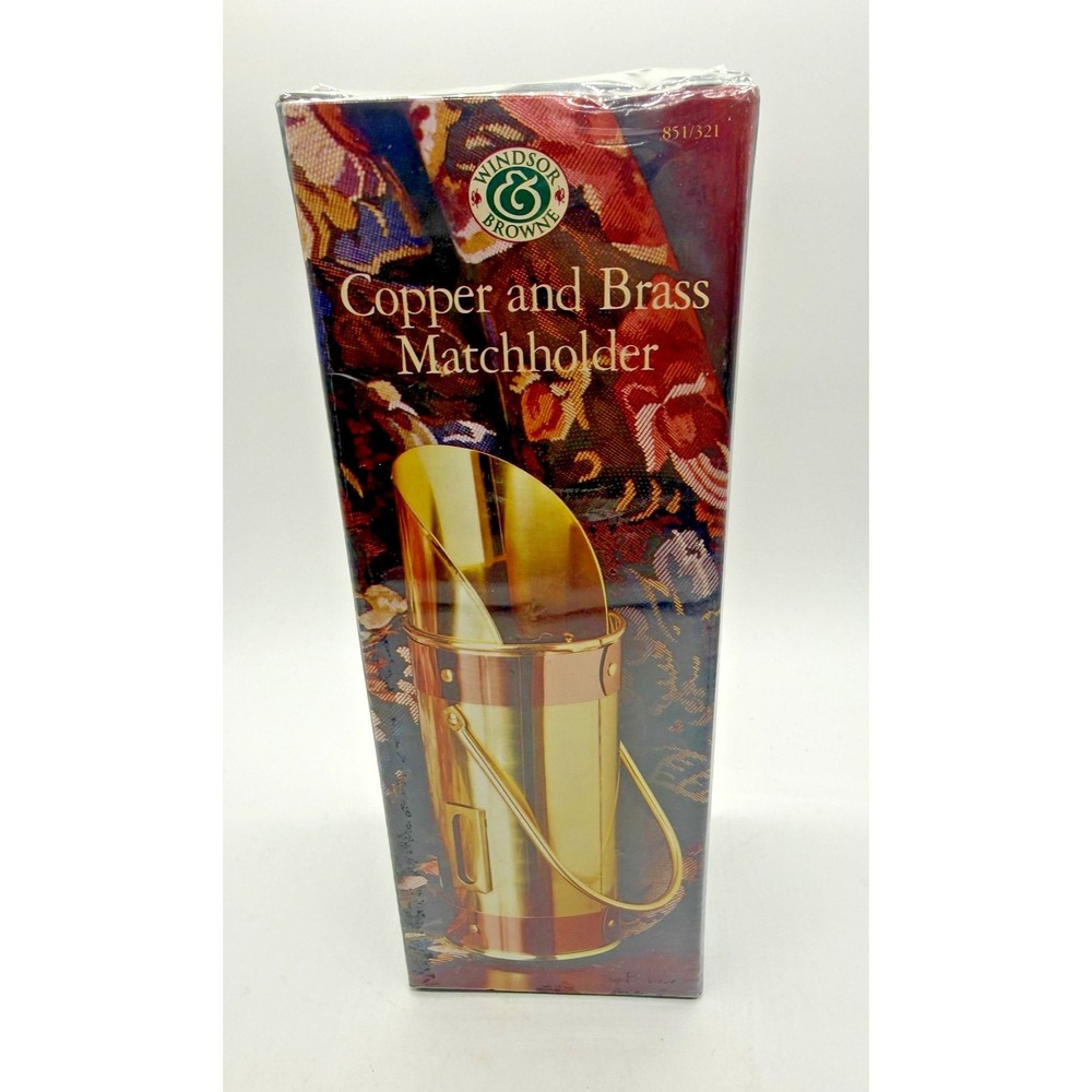 Vintage 1994 Polished Brass Fireplace Long Match Box Holder Windsor Browne New‎